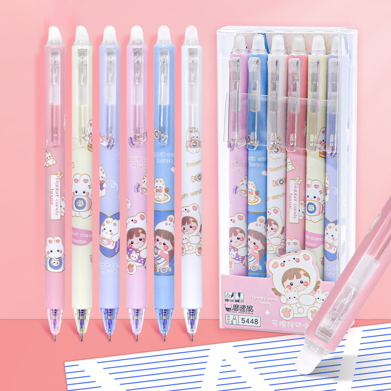 1pcs Kawaii Bunny&Girls Cartoon Erasable Gel Pen School Office Supply