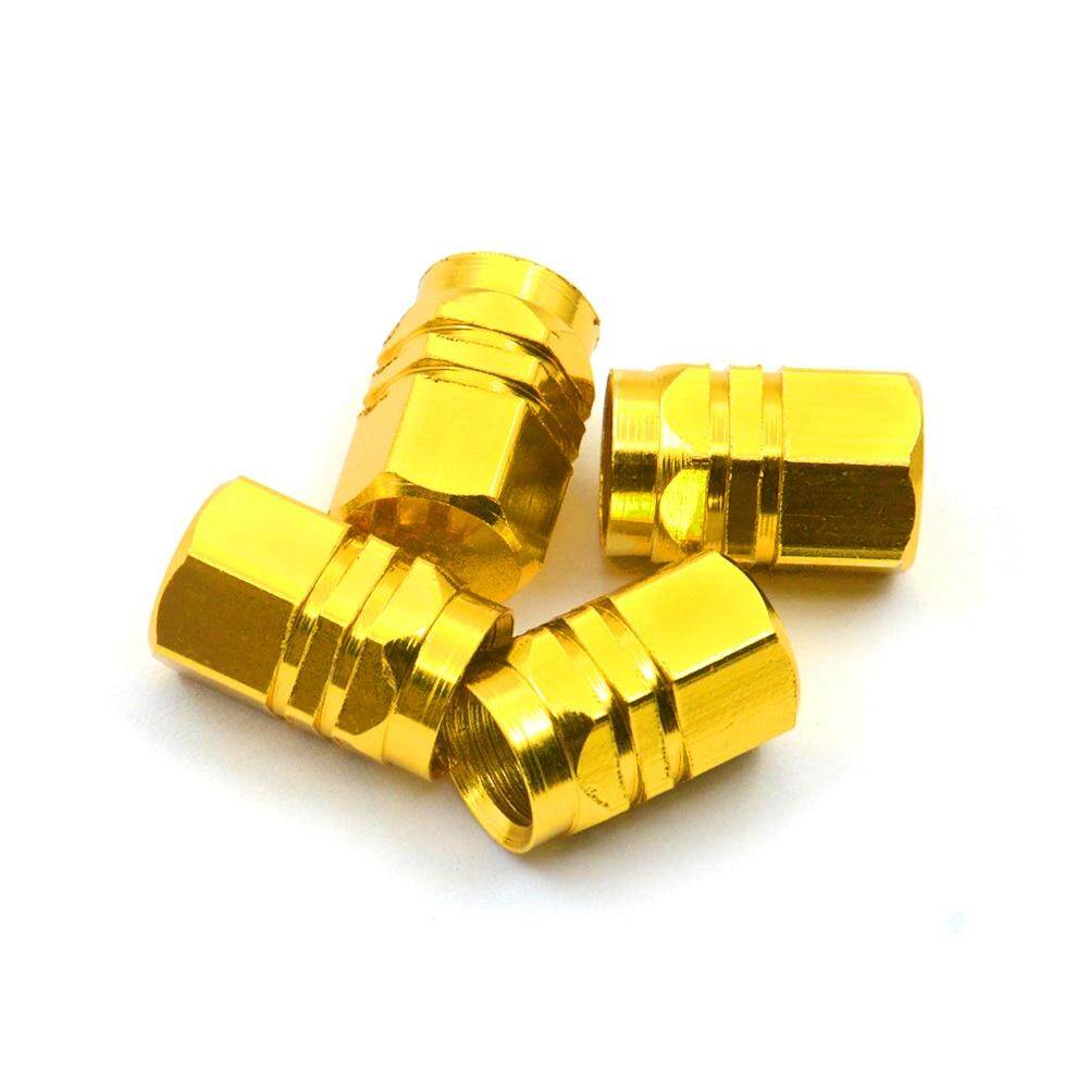4pcs set of Gold Dust Caps Valve AIR Tire Caps Hexagon Shape Metallic Caps. 