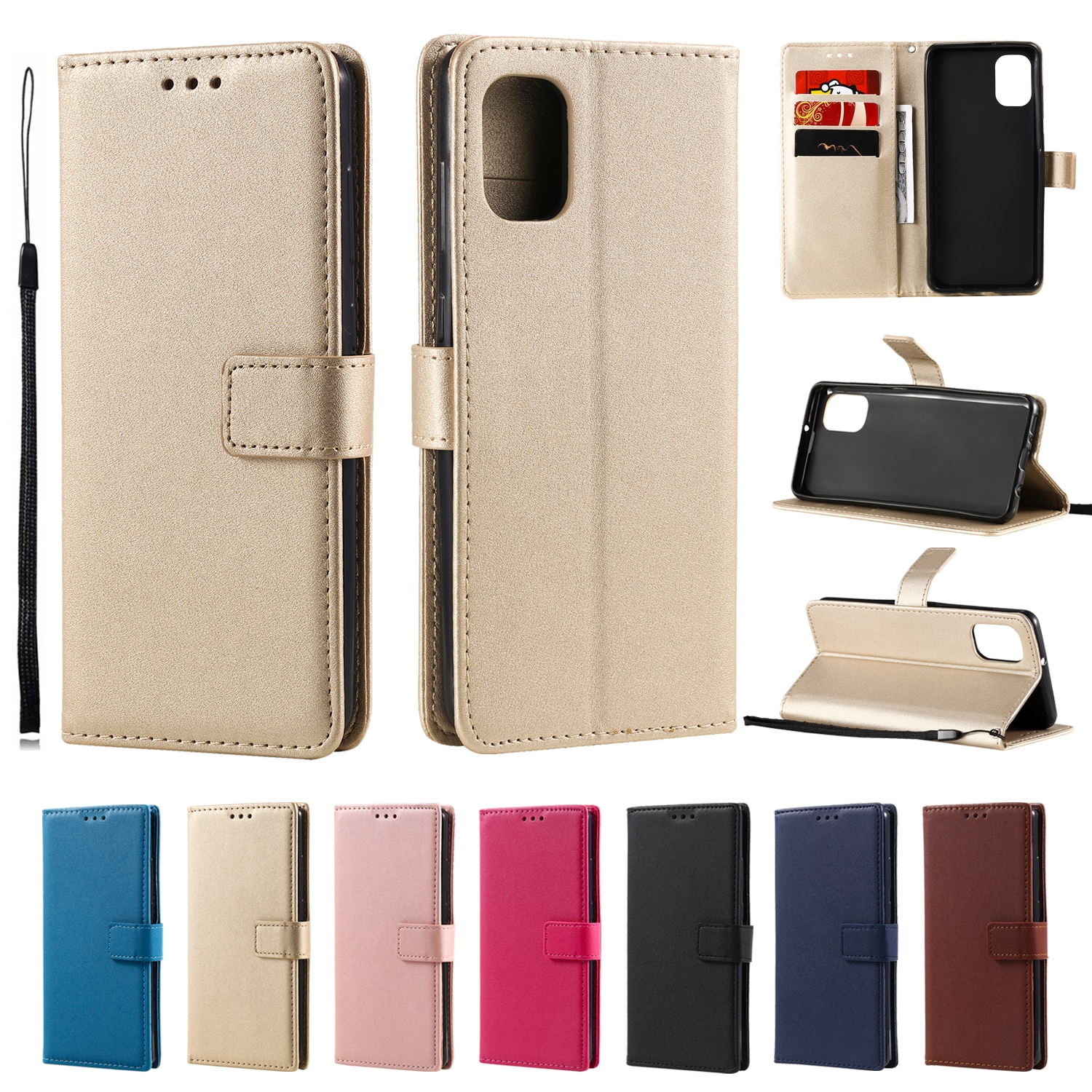 Leather Flip Cover For LG G3 G4 G5 G6 K3 K4 K5 K7 K8 K10 V10 V20 V30 Q6 C40 C70 X Power Card Slots Case Holder Stand Soft Sling