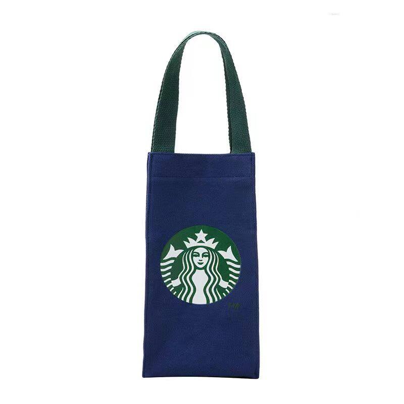 【ZOSR】Starbuck Canvas Bag Tote Bags Carrier Tumbler Bag Cup Holder Mother Student Handbag (25cm X 13cm X 9cm). 