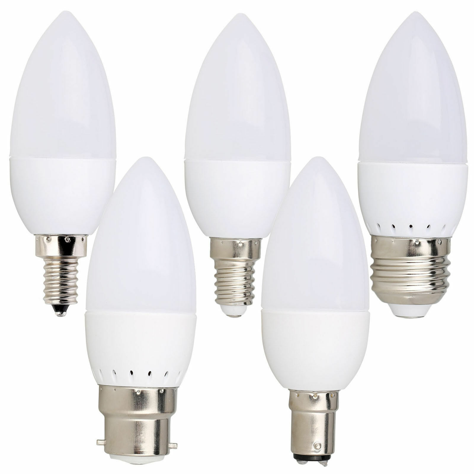 【ALLGOOD】5Pcs Led Candle Lamp Light B22 E27 E14 E12 B15 Bulbs Chandelier Bulb Cool Warm White AC85-265V(Cool White 6000K,Neutral White 4000K,Warm White 2800K)RP0039. 