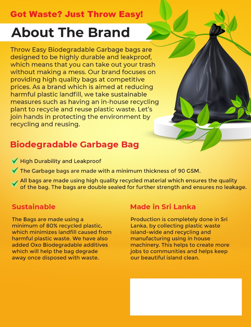 Throw Easy Highly Durable Garbage Bags XXXL. 
