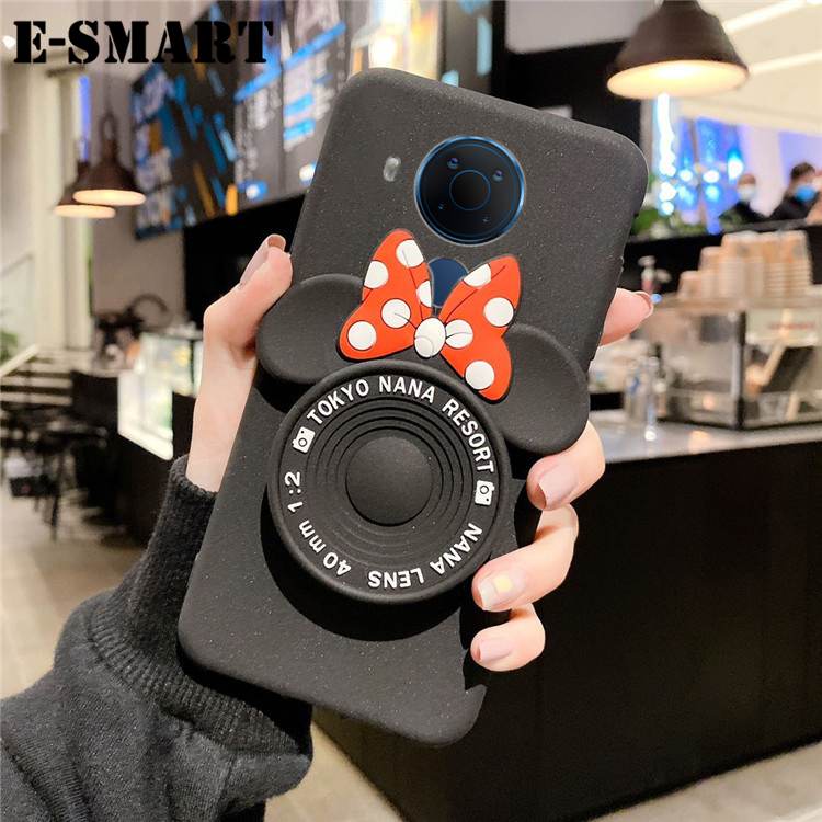 Phone Case Nokia 5.4 Back Cover Cute Cartoon Camera Stand Holder Silicone Soft Cases for Nokia 5.4 Makeup Mirror Phone Cover Case. 