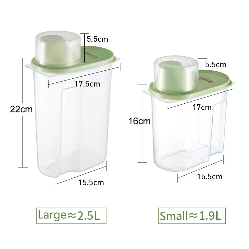 Food Storage Box Plastic Clear Container Set with Pour Lids Kitchen Storage Bottles Jars Dried Grains Tank 1.9L. 