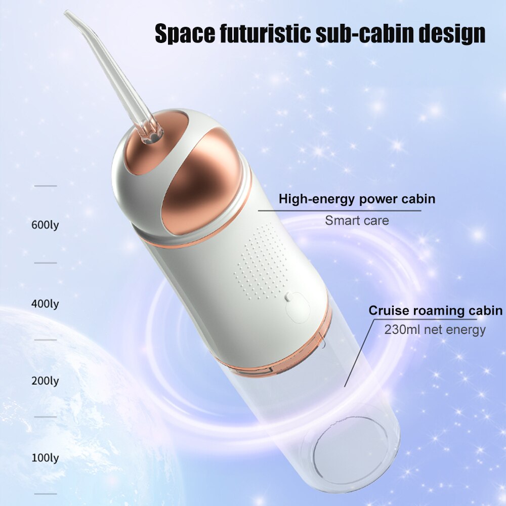 【Hengli jewelry story】4 Nozzles Draagbare Elektrische Monddouche Usb Oplaadbare Water Flosser Tandheelkundige Waterstraal 230Ml IPX7 Waterdichte Teethbrush. 