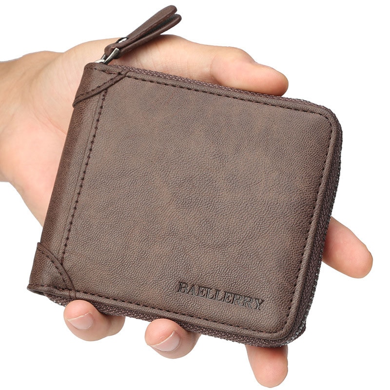 Baellerry Casual Style Zipper Men Wallets Card Holder Small Wallet Male Synthetic Leather Man Purse  Pur's Carteira