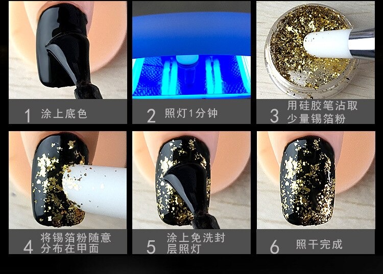 Gold Silver Irregular Aluminum Foil Paper Nail Art Sticker 3D Glitter DIY Manicure UV Gel Polish Nail Decoration. 