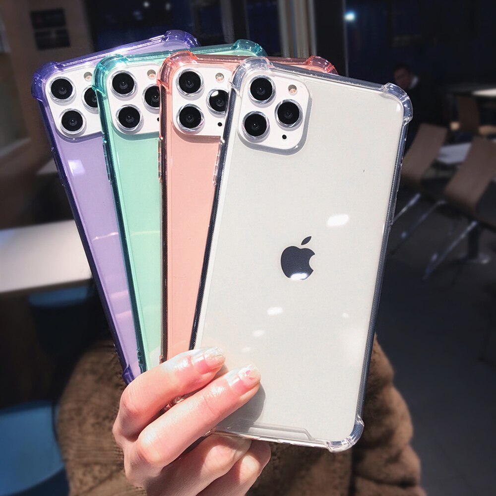 【ThinkWay】Transparent Shockproof Case for iPhone 13 12 Mini 11 Pro Max XS XR 6S 7 8 Plus Clear Anti-Knock Phone Shell Soft TPU Back Cover. 