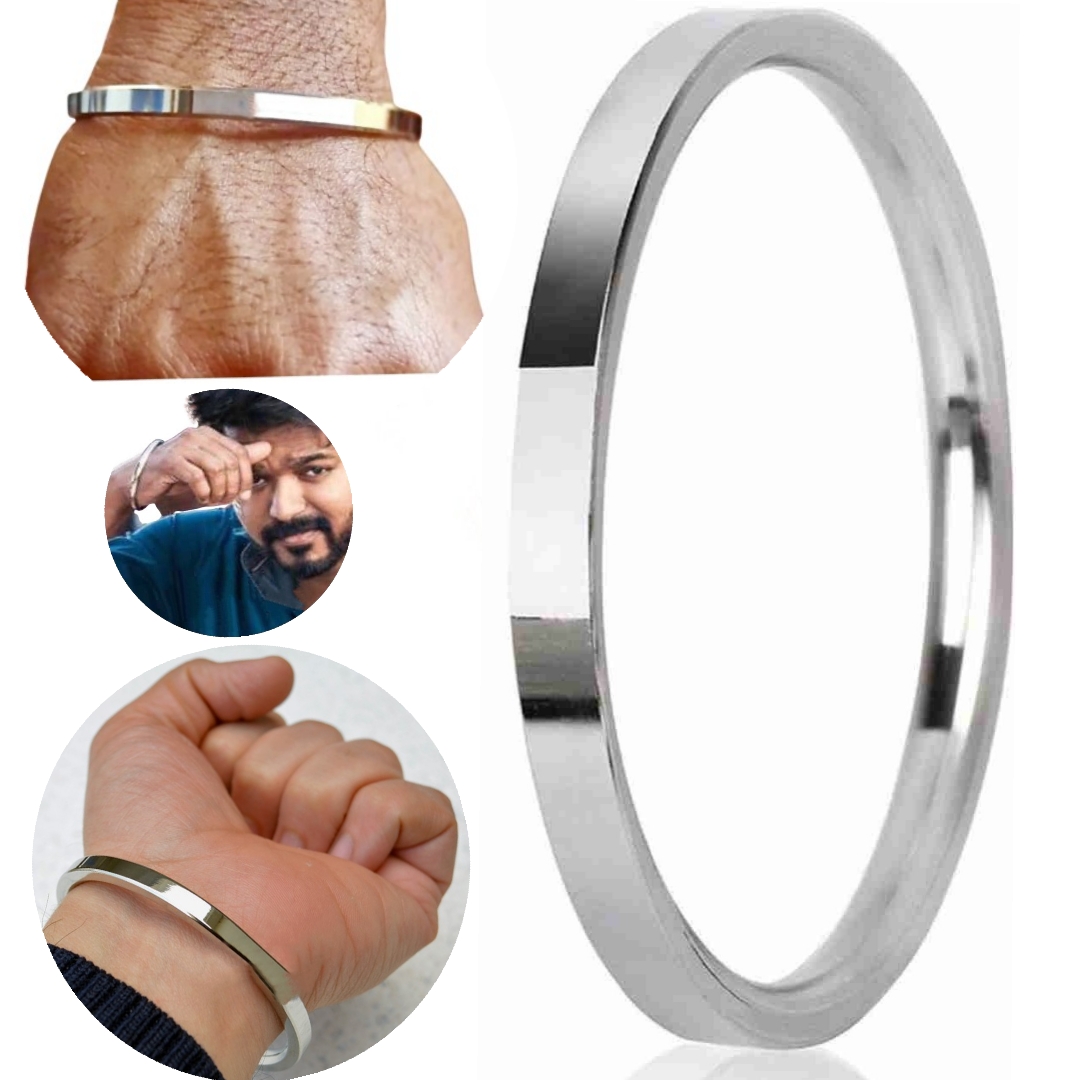 Stainless Steel Men’s Wrist Bangle 23cm Round Fashion Jewelry Gift. 