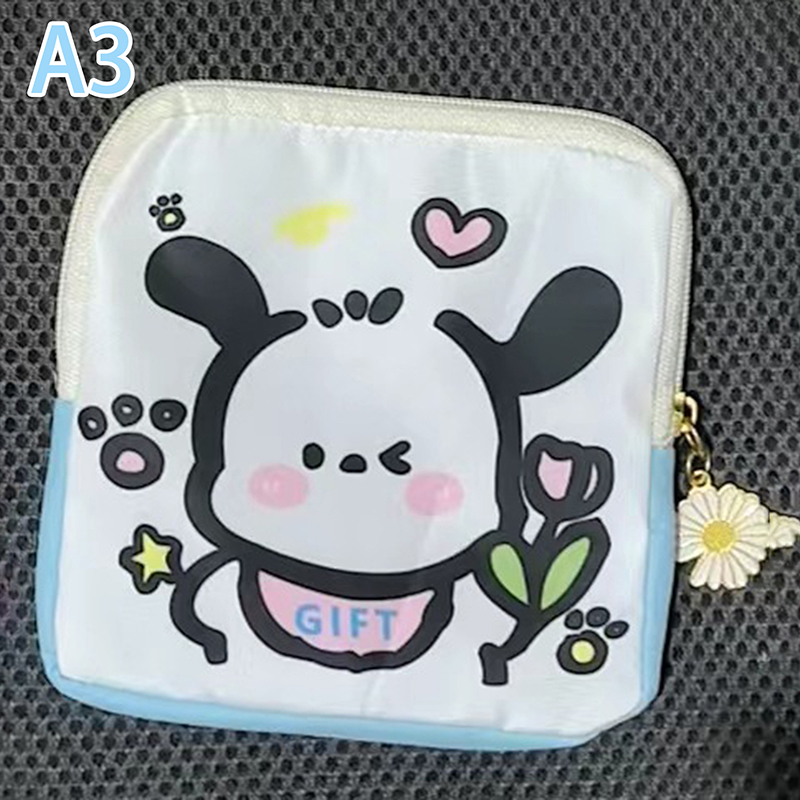 Cute Anime Figures Girls Sanitary Napkin Storage Bag Cartoon Pattern Mini Coin Purse Portable Cosmetic Bag For Small Items. 