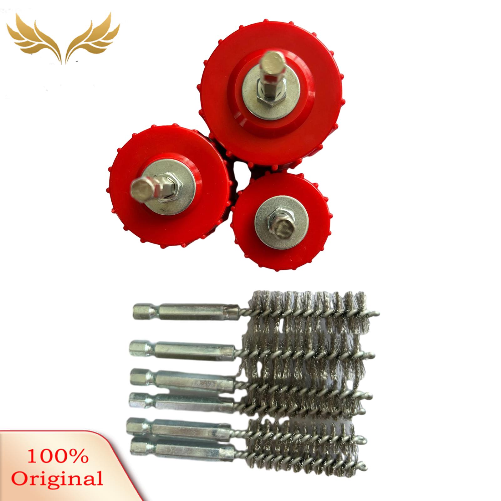 SuperRide Kitchen Pipe Cleaner 3pcs Copper Pipe Cleaner Set for Power Drill Tube Cleaning Brush with Stainless-steel Bristles Ideal for Cleaning Copper/bronze/brass Pipes 1/2 3/4 1 Sizes Wire Bristle Pipe. 
