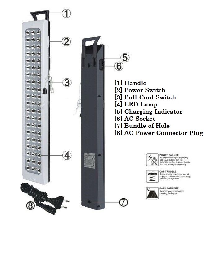 Rechargeable Emergency Light | HG-720 2500MAH Rechargeable 60pcs LED Emergency Light. 