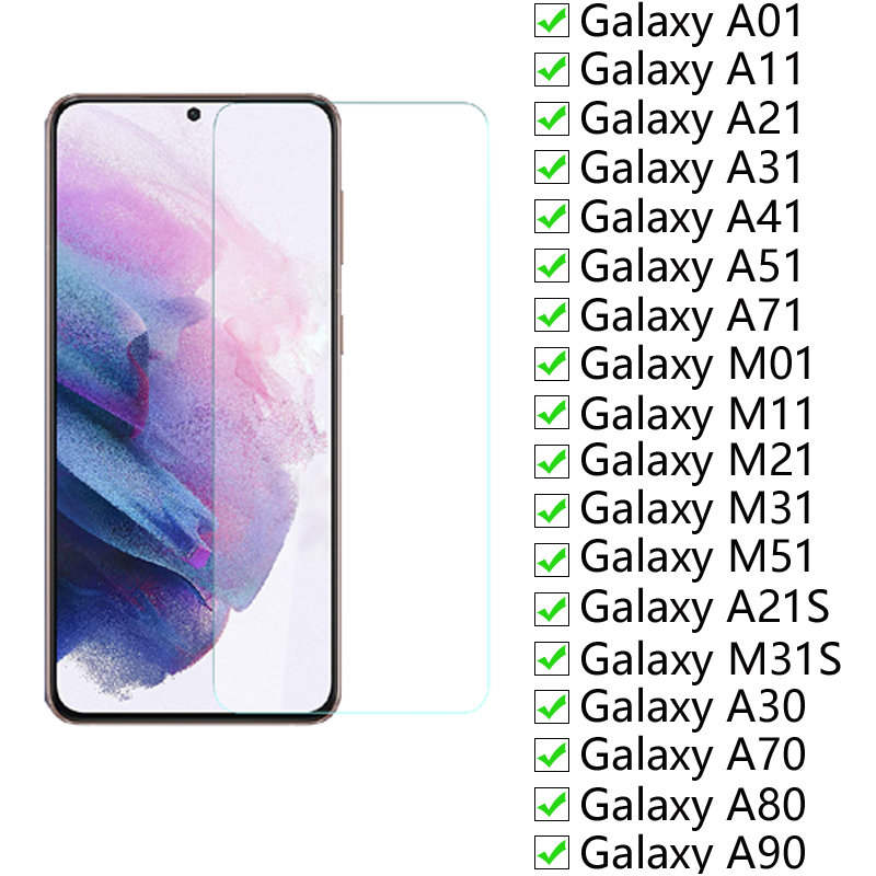 Protective Glass For SAMSUNG Galaxy A01 A11 A21S A30 A31 A41 A51 A71 Screen Protector For M01 M11 M21 M31S M51 A70 A80 A90 Film