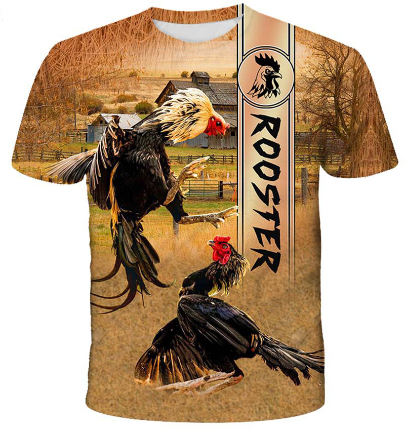 Fighting Rooster T Shirt 3d Print Men Women Clothes Short Sleeve Fashion Casual Men's T-shirts Graphic Tshirt Summer Loose Top. 