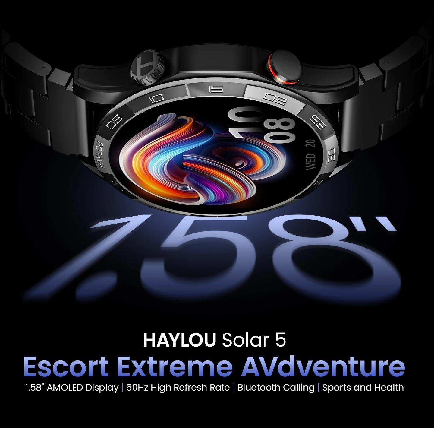 HAYLOU Solar 5 Voice Calling Smartwatch 1.58'' AMOLED Display 60Hz Smart Watch 24H Health Monitoring Sports Smartwatch for Men. 