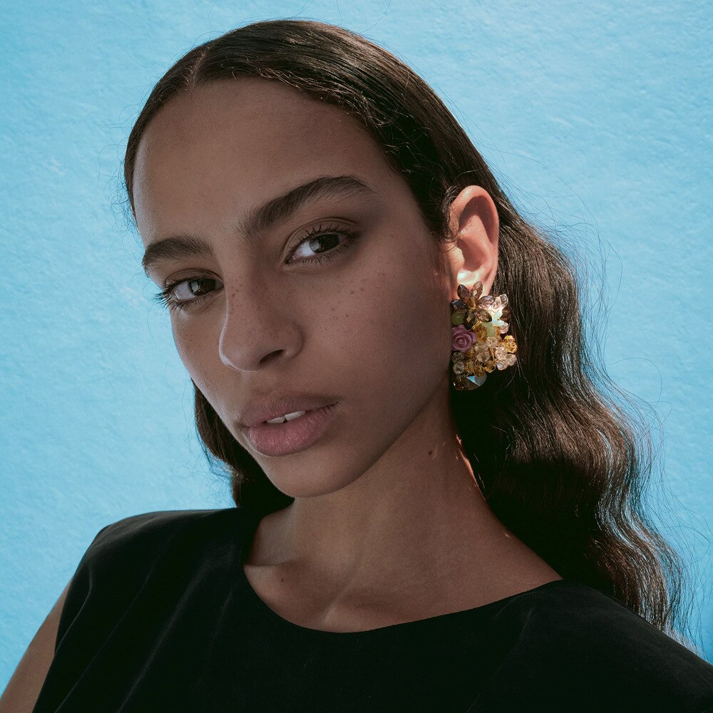 【最安値に挑戦】 Fashion Beaded Crystal Flower Tassel Earrings Exaggerated 2022 ...