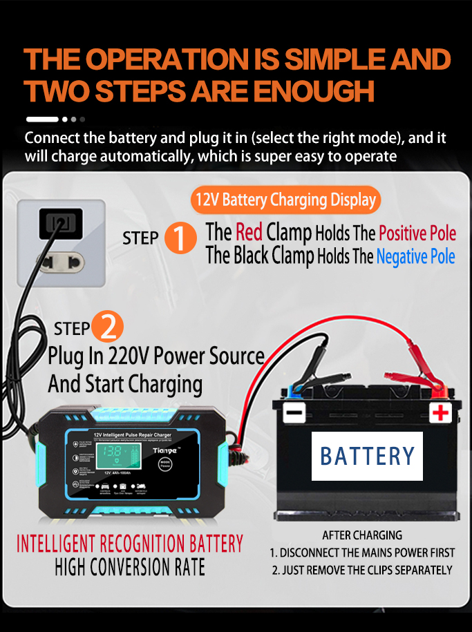 Battery charger 12v Intelligent Pulse Repair Charger. 