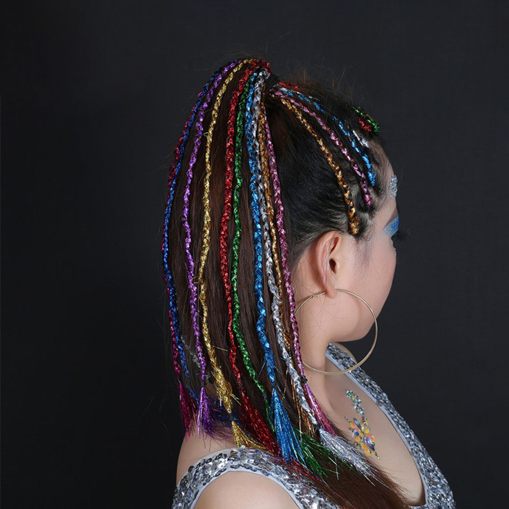 16 Colors Hair Tinsel Hair Dazzle Glitter Extensions Sparkling Shiny Hair Flairs Extensions Silk Fairy Hair Decoration. 