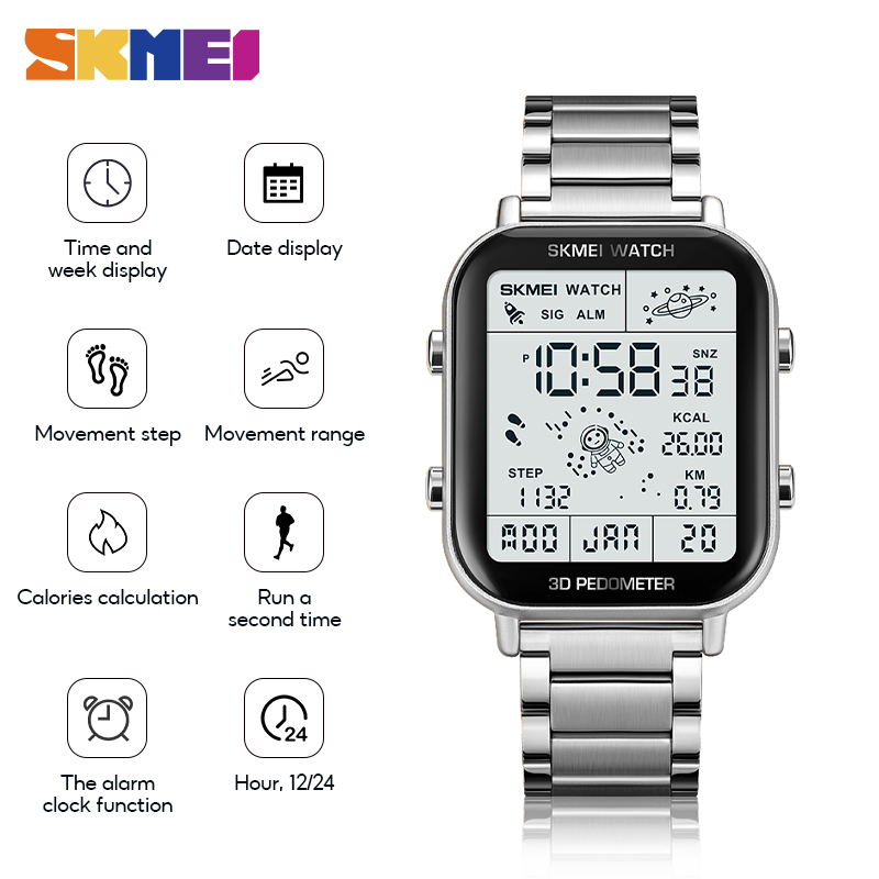 SKMEI Multi-Purpose Electronic Watch for Men and Women - Sports, Simplicity, and Waterproof Design - Model 1888 (Randomly Sending New and Old Versions). 
