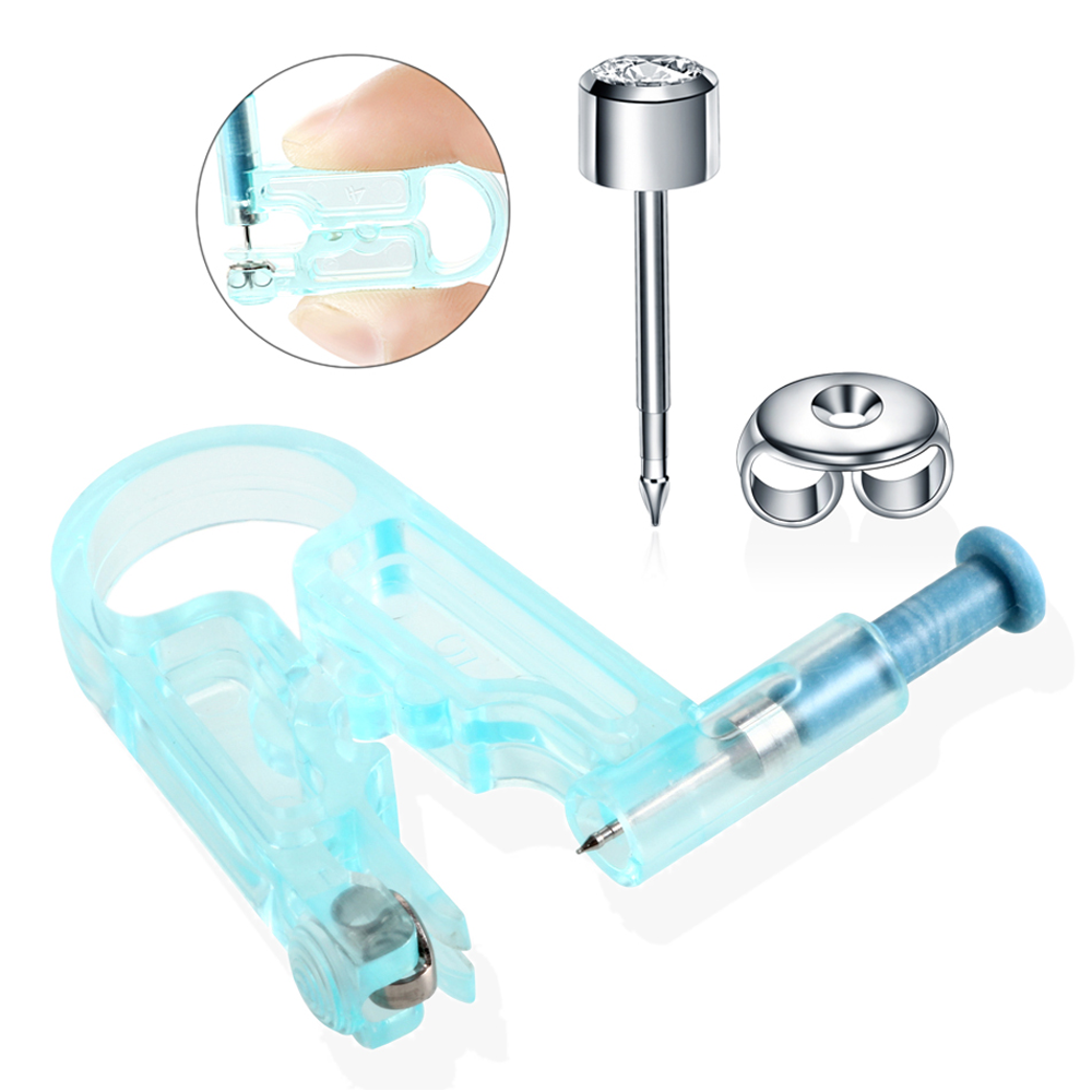 Ear Piercing Gun Healthy Safety Sterile Disposable Body Ear Nose Gun with Tool Kit + Metal Stud Earring Stainless Steel. 