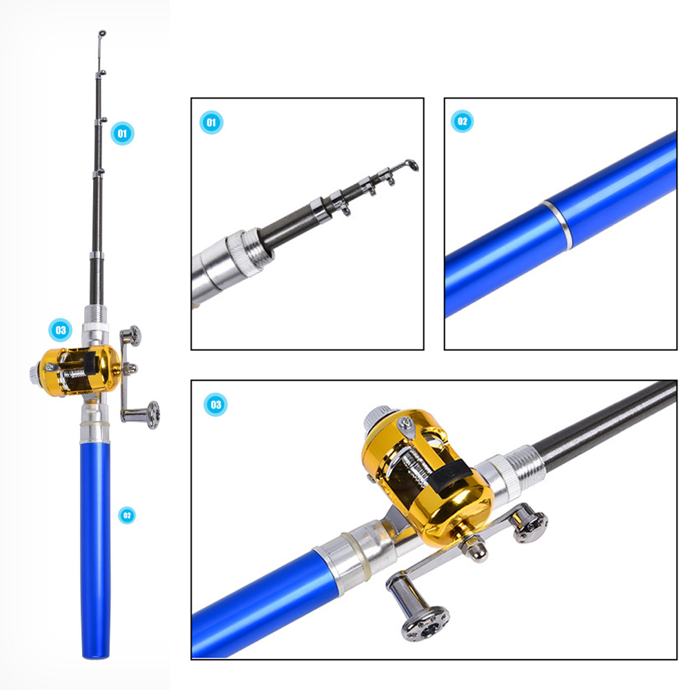 FG 1.4/1.6M Mini Pen Fishing Rod Retractable Pocket Ice Fishing Pole Ultra-Light Portable Long Casting Raft Fishing Rod. 