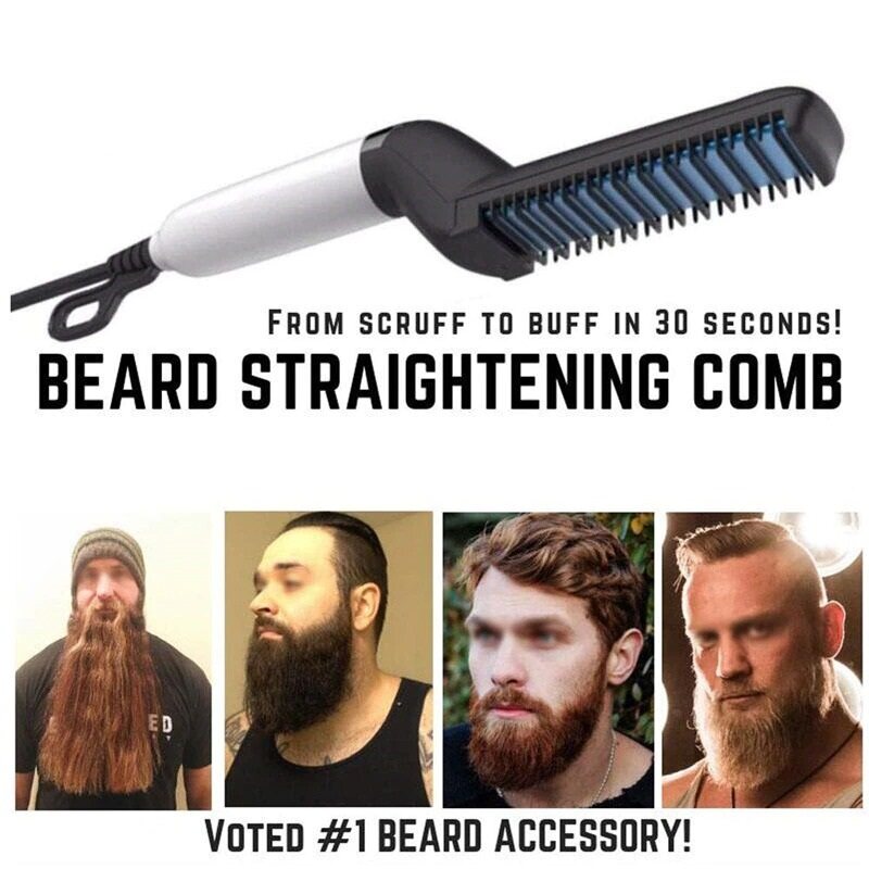 Beard Straightener For Men Heating Comb Hair Straightener Quick Beard Comb Straight Curling Electric Hot Beard Styling Brush. 