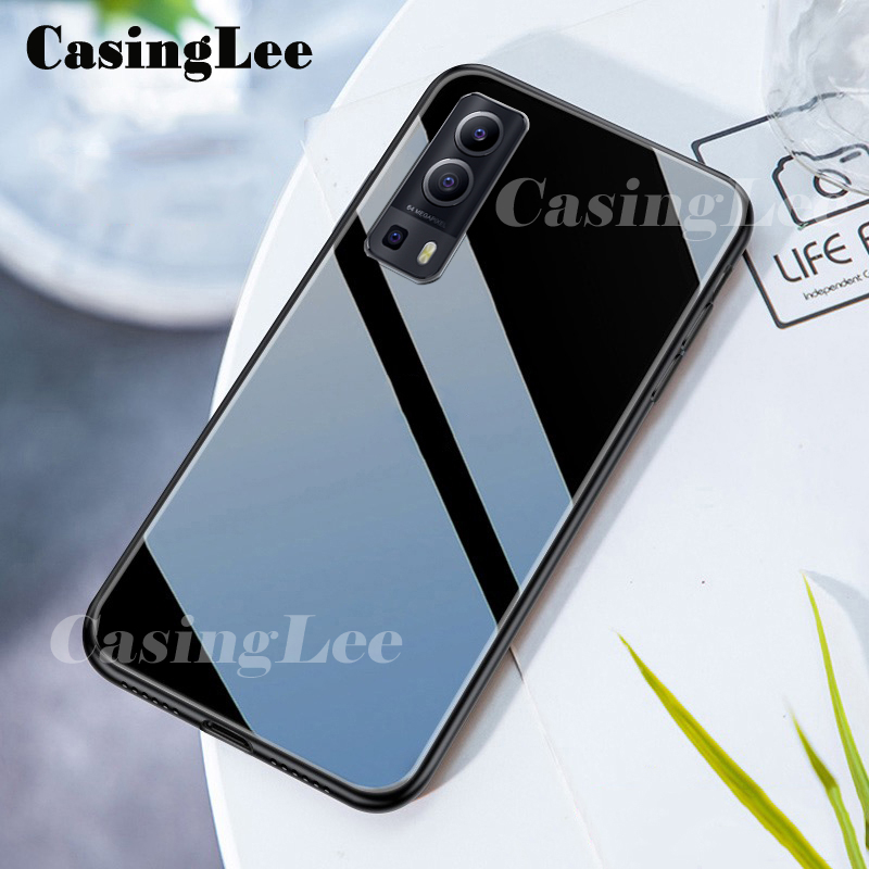 Casinglee For VIVO Y72 5G case Glass silicon Full Protection Tempered Glass Back cover for VIVO Y72 5G Phone cases For girls and Boys. 