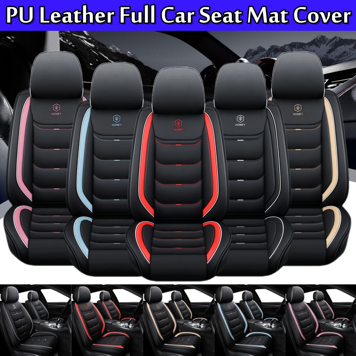 Universal Front Full Car Seat Mat Covers PU Leather Breathable