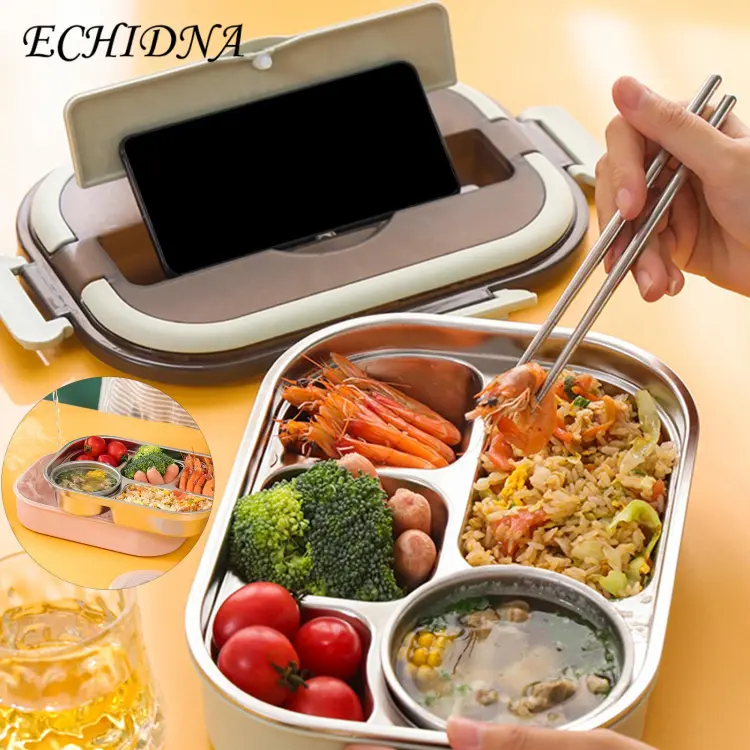 ECHIDNA Hot Lunch Box Multi Compartments Portable Lunch Warmer Box