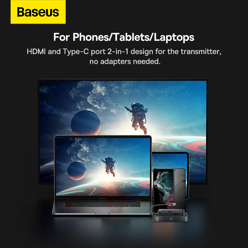 Baseus Transmitter and Receiver for Wireless HDMI 4K 30Hz Black 6 Months Warranty. 