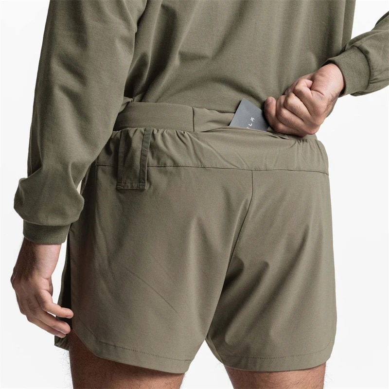 New Summer Men's Shorts 2-In-1 Double-Layer Shorts Quick-Drying Breathable Stretch Fitness Pants Jogger Gym Running Shorts. 