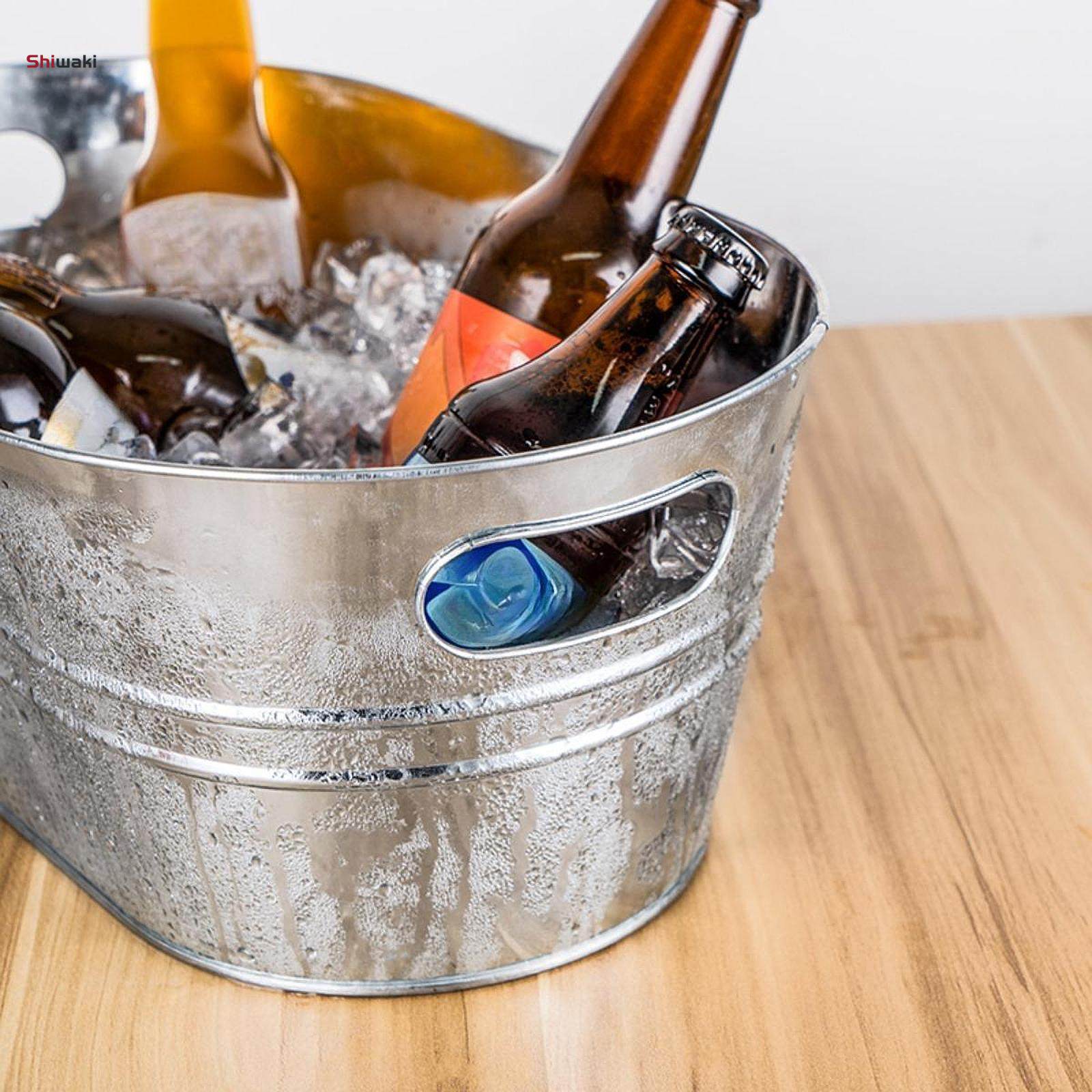 Galvanized Oval Beverage Tub Ice Holder for Parties Tin Ice Bucket Beer Bucket for Cocktails Drinks