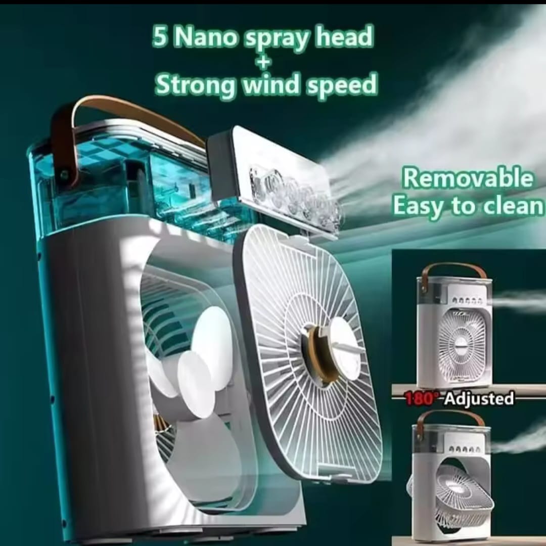 Portable Air Conditioner Cooling Fan 3 in 1 Adjustable Usb Led Night Light. 