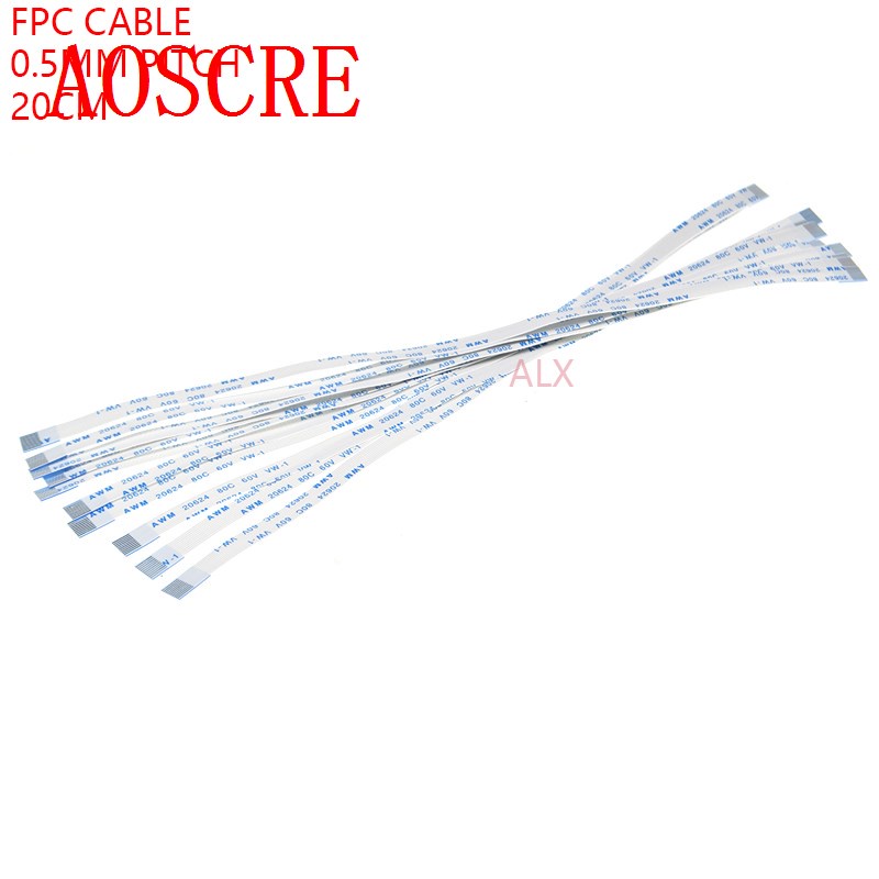 【Dream Sailing Store 】10PCs FPC ribbon flat cable pitch 0.5mm 200mm A-type 4p 6p 8p 12p 20p 30p 40 p FFC wire 6/10/12/16/20/30/40 pin. 