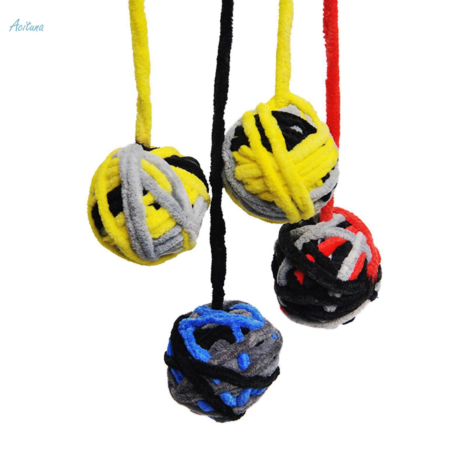 Toy Dog Squeaky Toys Pompom Balls Training Plush Scratching Balls Fuzzy Interactive Cat Toys Cat Fuzzy Balls for Kitty Kitten Puppy. 