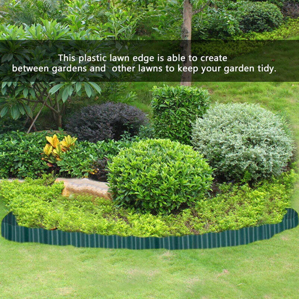 （New）9m Garden Platic Green Lawn Edge Edging Border Fence Gra PP Wall Roll Path. 