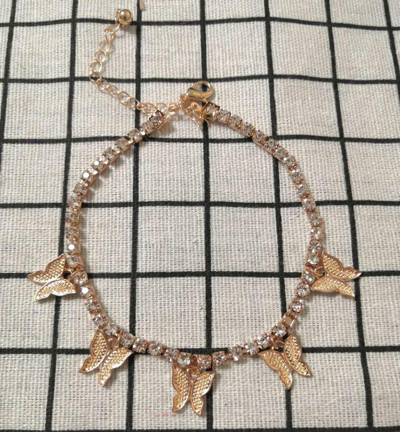 tennis chain butterfly anklet