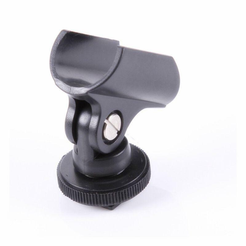 Microphone Clip Stand 19mm Plastic Mic Holder Clip with Hot Shoe For DSLR Camera. 