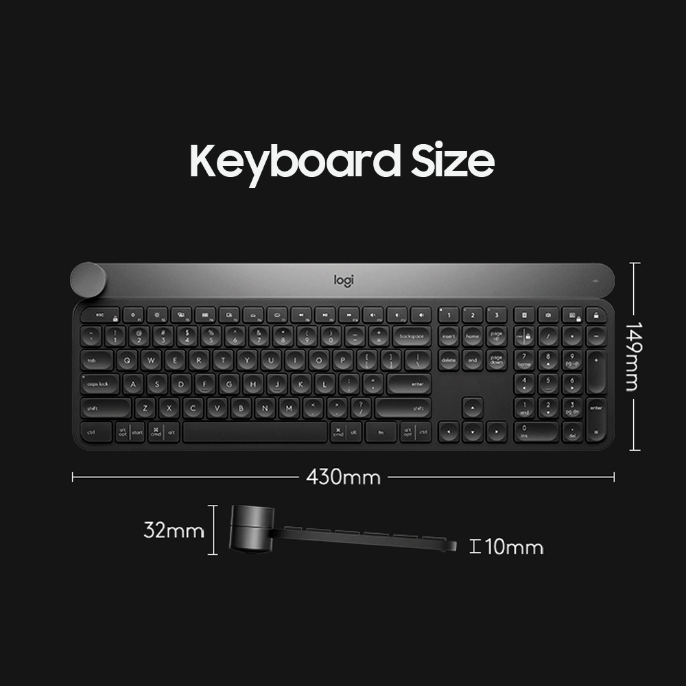 Logitech Craft Wireless Office BT Keyboard BT&Unifying Dual-mode Connection Multi-device Compatible with Creative Input Dial. 