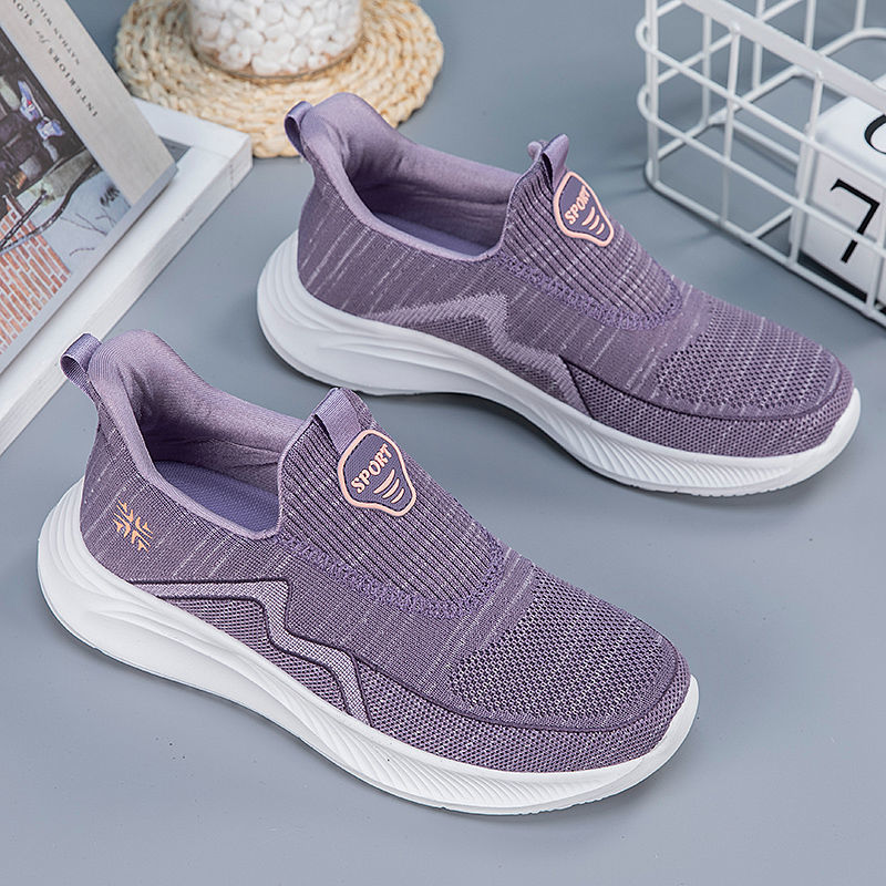 Comfortable Shoes for the Old Summer Slip-on Casual Mom Shoes Soft Bottom Non-Slip Walking Shoes Middle-Aged and Elderly Breathable Sneakers. 