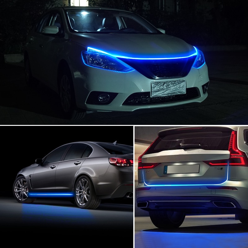 LED Car Hood Atmosphere Lght Strip Waterproof Auto Exterior Decoration Lighting Decorative Headlights Ambient Lamp 12V Universal. 
