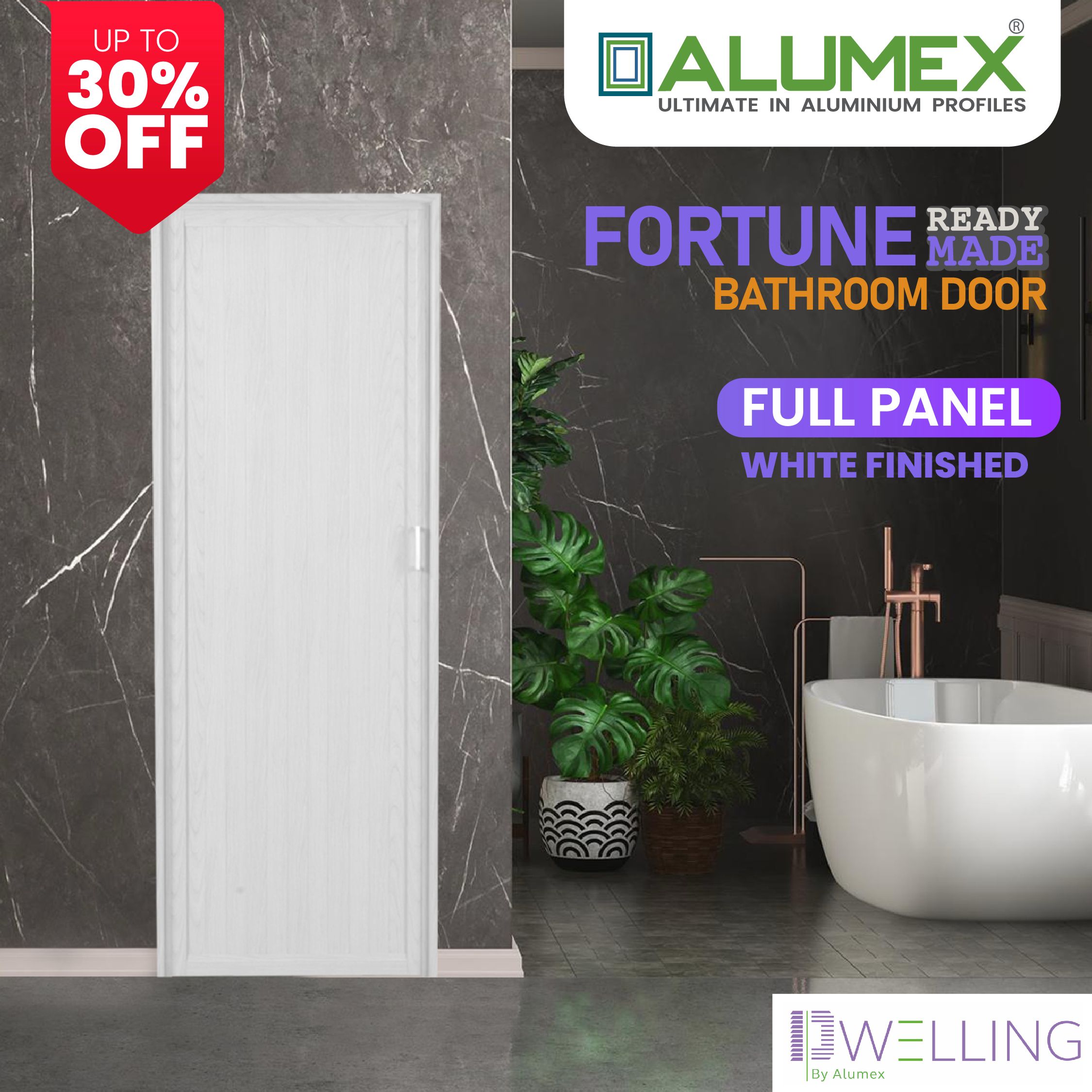 Fortune Bathroom Door - Full Panel