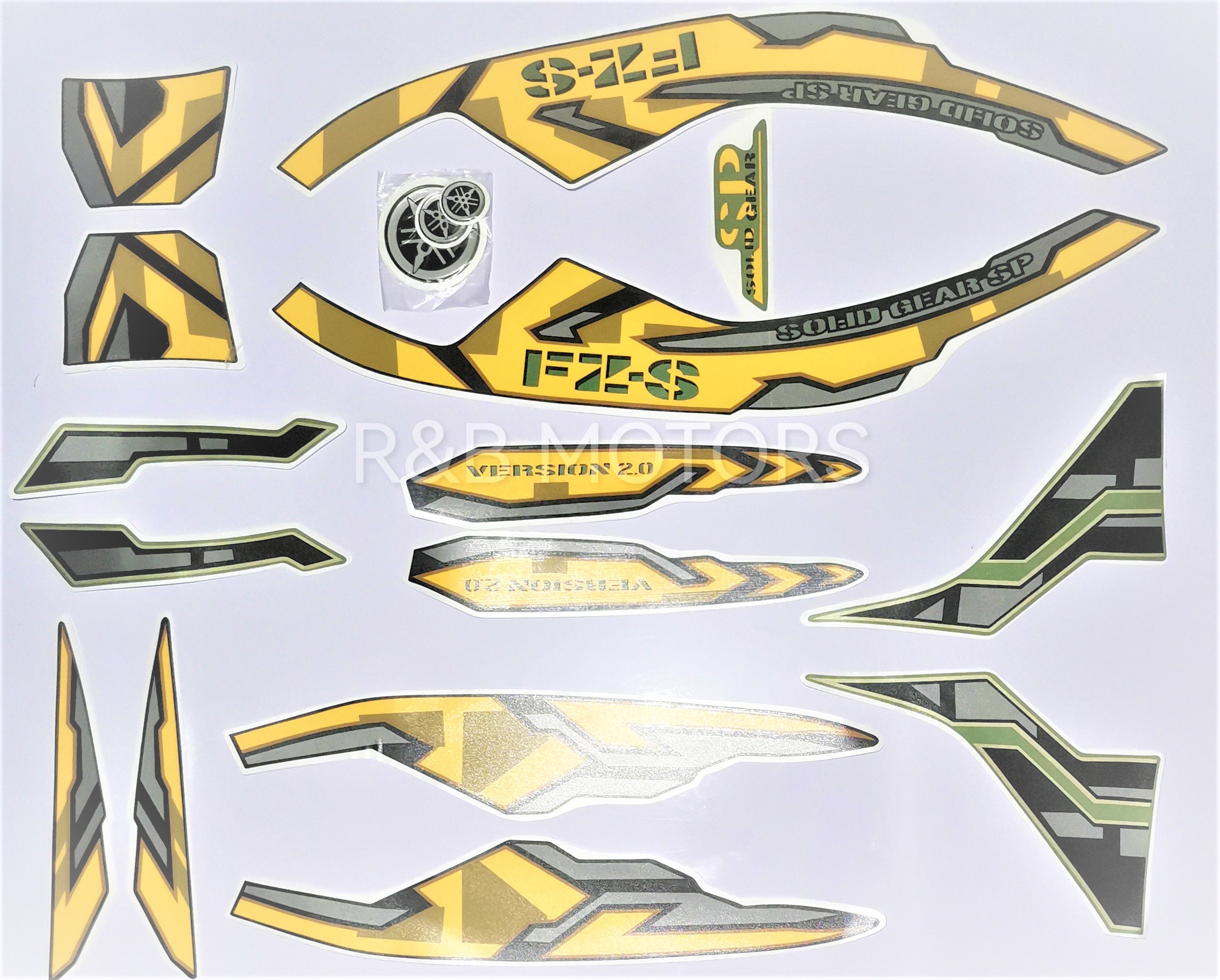 Yamaha Fzs V2 Army Green Cama Full Sticker Set. 