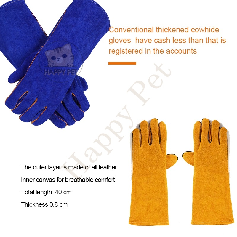 [Happy Pet Trading]Egowz Animal Handling Gloves Bite Proof Kevlar Reinforced Leather Padding,Dog,Cat Scratch,Reptile Squirrel Bite. 