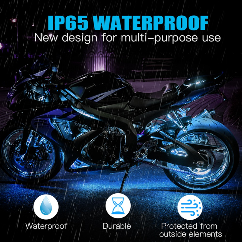 8PCS Motorcycle Underglow LED Light Kit, App Control Multicolor Motorcycle LED Light Kit RGB Strips Light Waterproof Parts Accessories. 