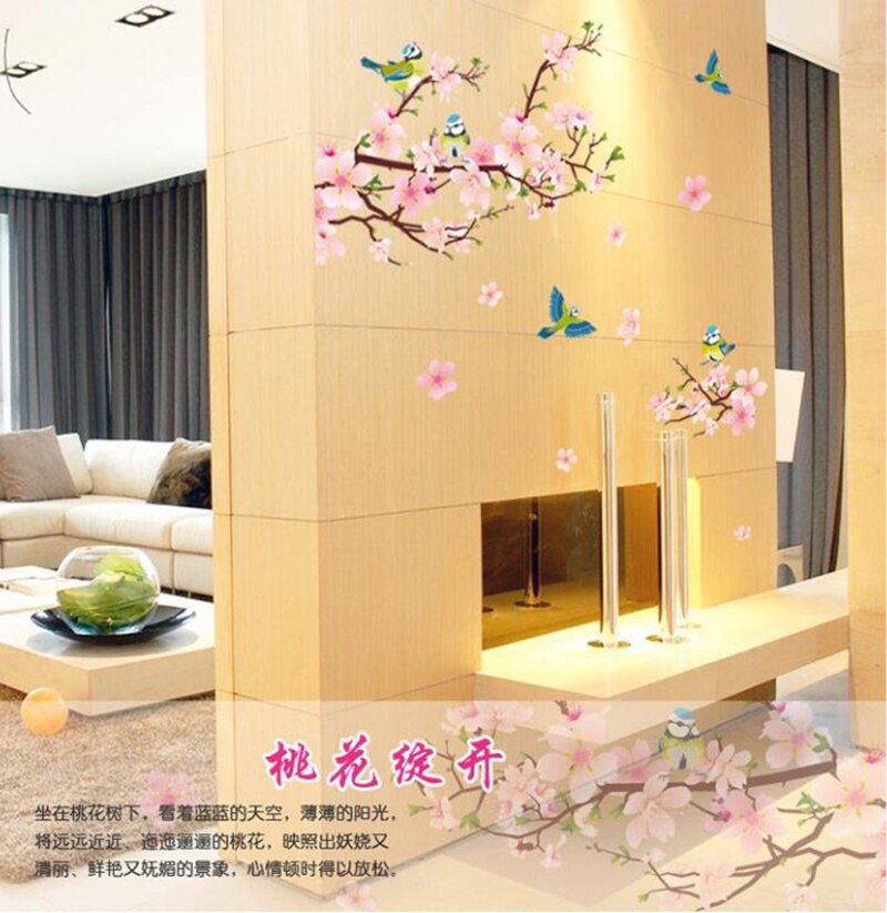 【WEJA】1 pc Sakura wall stickers Kids Rooms Bedroom Living Room DIY Art PVC Beautiful Flower Tree Removable Wallpaper home decor. 