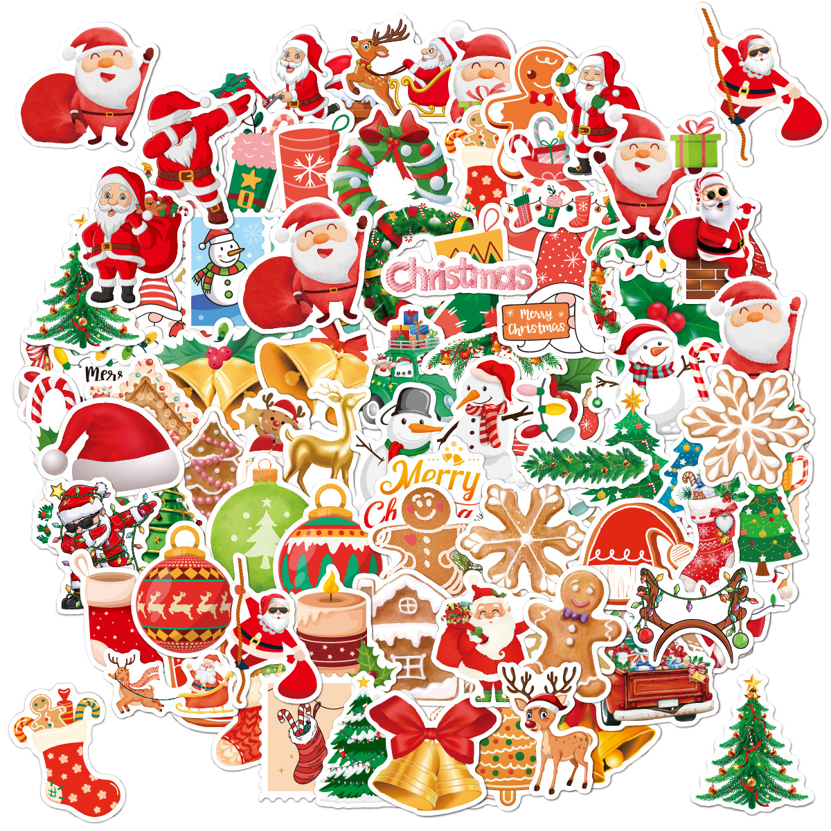100pcs Cartoon Merry Christmas Sticker Cute Santa Claus Xmas Sealing Stickers New Year Decoration Decals DIY Gift Packing Labels. 