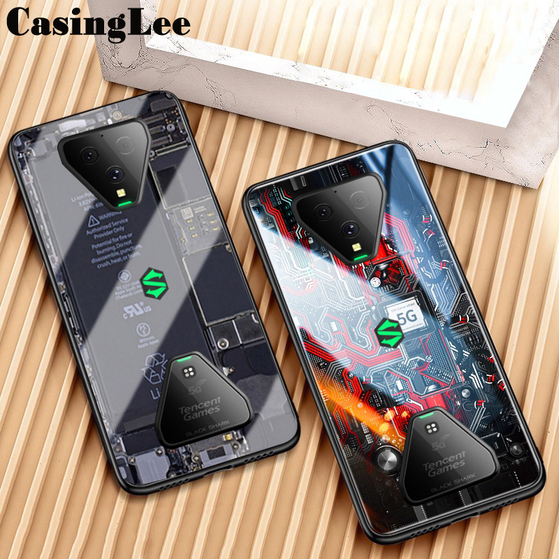 For BlackShark case Explorer Version Theme Case Tempered Glass