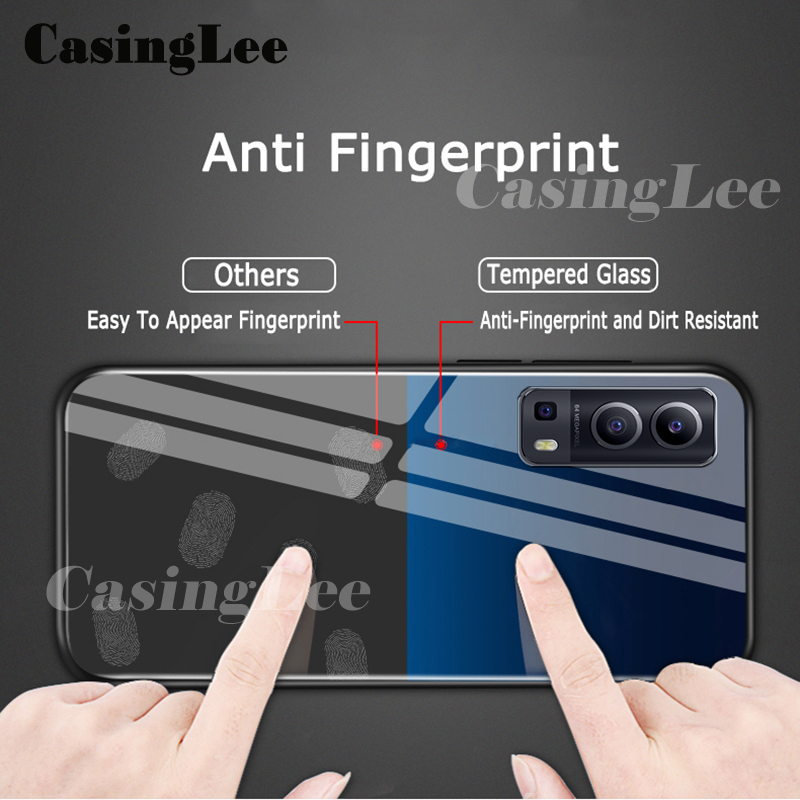 Casinglee For VIVO Y72 5G case Glass silicon Full Protection Tempered Glass Back cover for VIVO Y72 5G Phone cases For girls and Boys. 