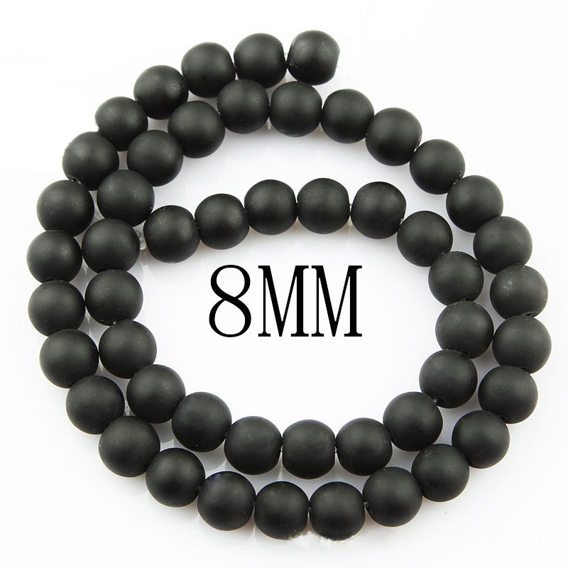 Matte Black Beads Loose Glass Stone Beads -Dull Polish Beads -for Men Women Bracelet Jewelry Making 4/6/8/10mm. 